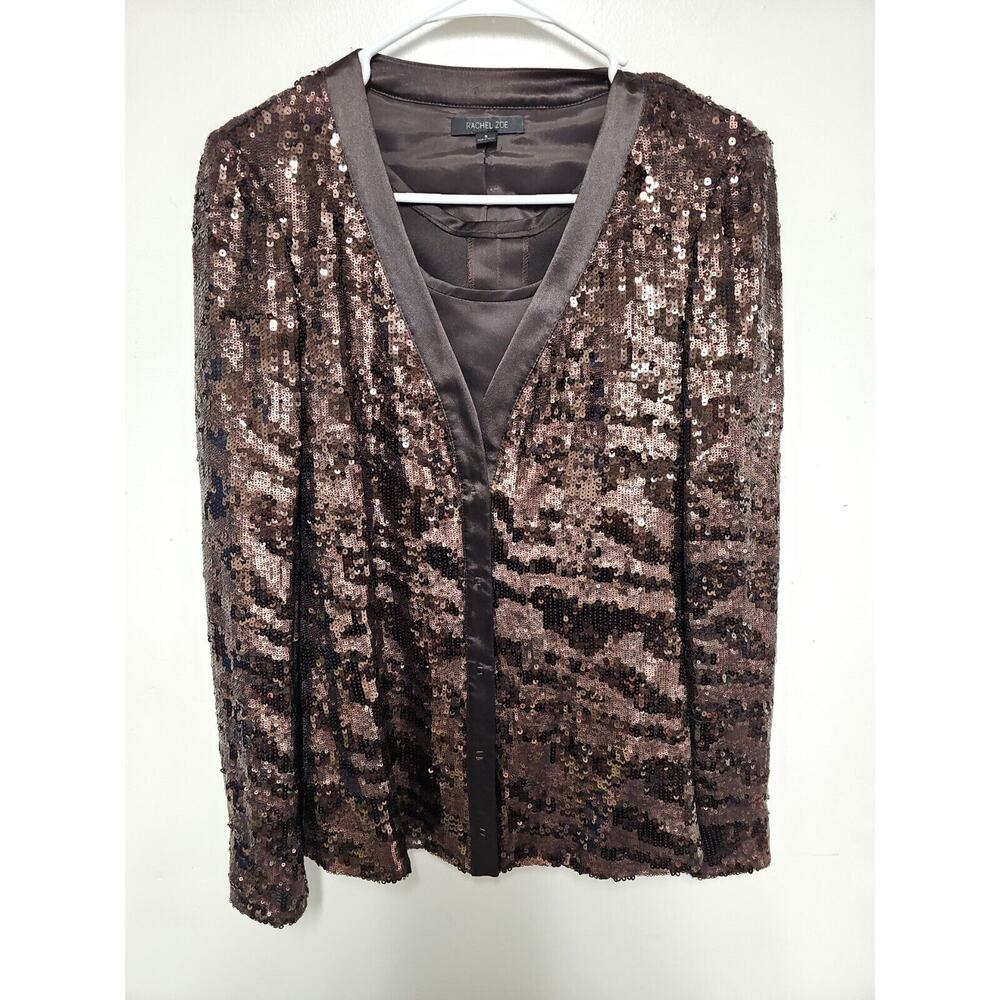Rachael Zoe Sequin Cardigan Twin Set Jacket Brown All over Sequin Swiftie Eras